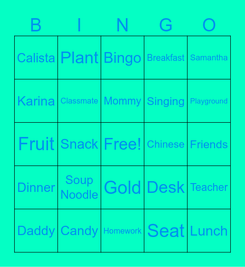 Karina's Bingo Card