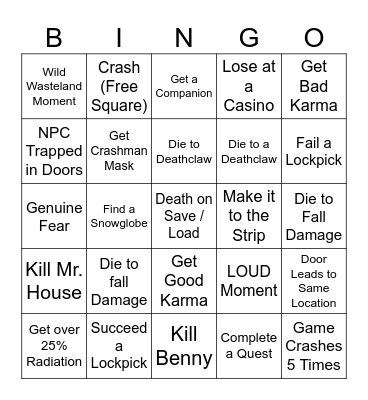 FALLOUT RANDOMIZER BINGO Card