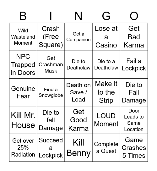 FALLOUT RANDOMIZER BINGO Card