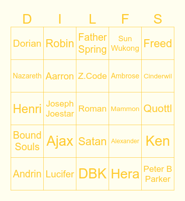 DILF BINGO Card