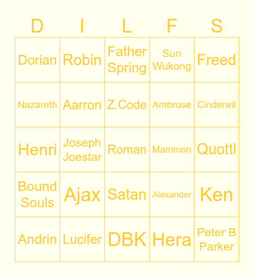 DILF BINGO Card