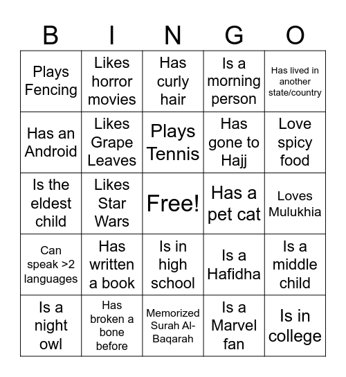Untitled Bingo Card
