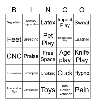 Kink Bingo Card