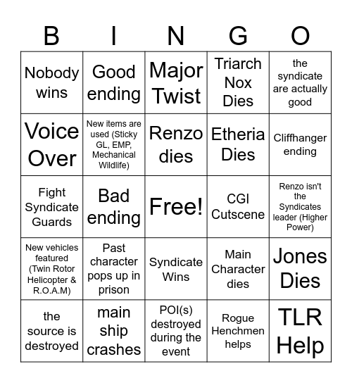 Mythica Chapter 5 Season 5 Event Bingo Card