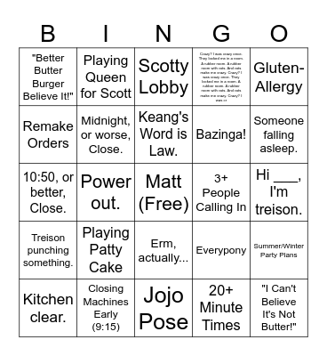 Culver's Bingo 2023 Bingo Card