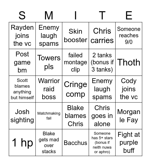 smite bbingo Card