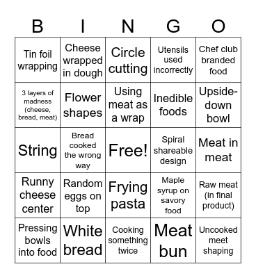 Chef Club Bingo Card