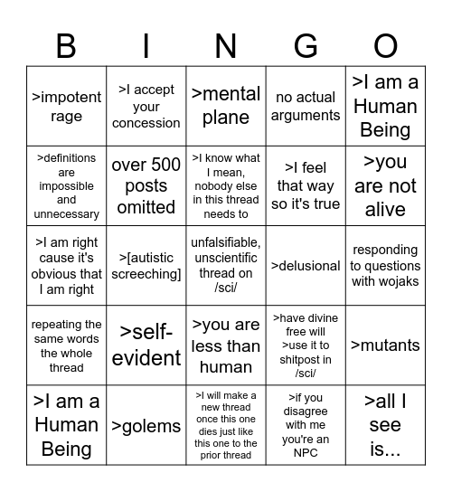 ddd Bingo Card