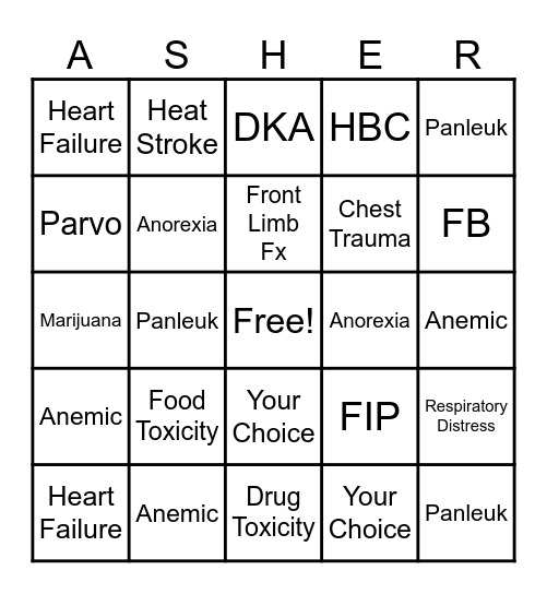 Inpatient Bingo Card