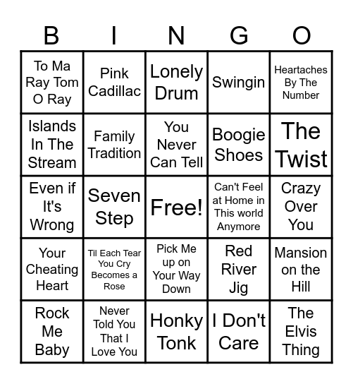 Legendary music Bingo Card