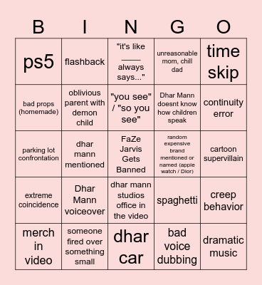 Dhar Mann Bingo v4 Bingo Card