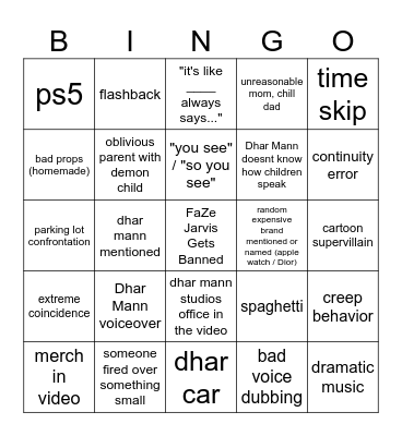 Dhar Mann Bingo v4 Bingo Card