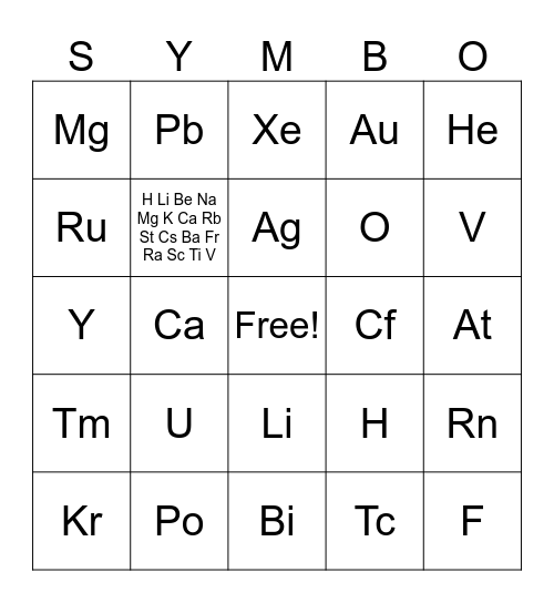 Symbo Card Bingo Card