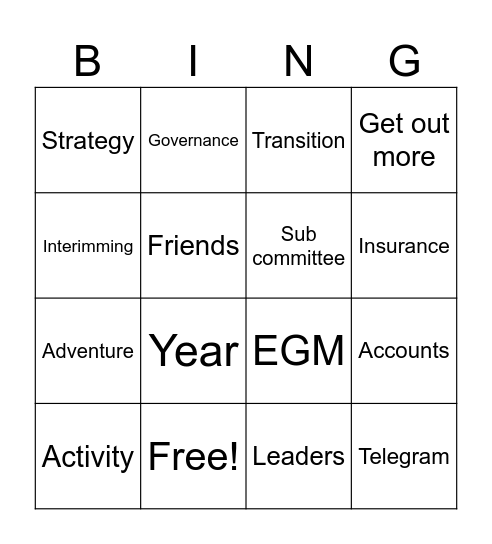 ODL AGM 2023 Bingo Card