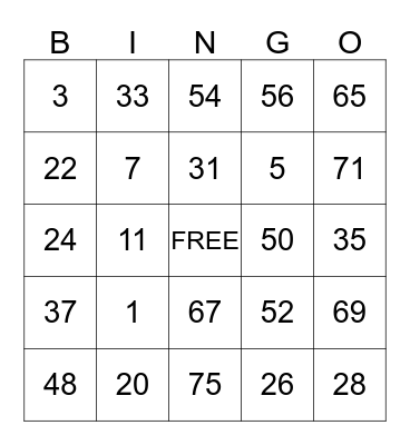 Stepping  Stones  Bingo! Bingo Card