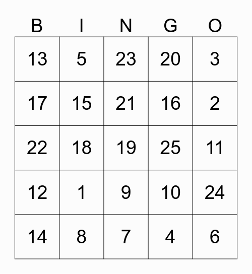 Mid- Autumn Festival Bingo Card