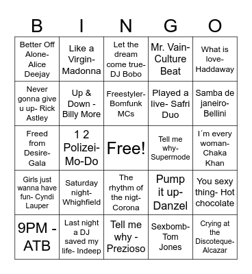 Bambule Disko Bingo Card