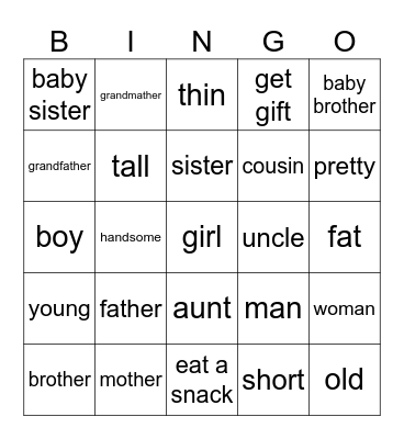 Family Bingo Card