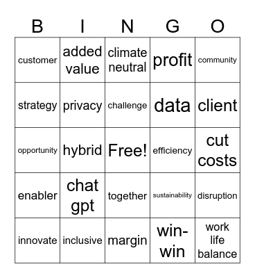 company meeting Bingo Card