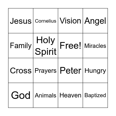 Bible Story Bingo Card