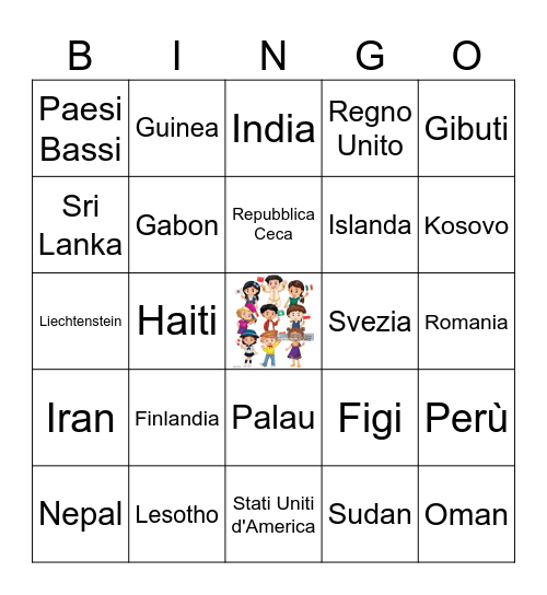 Paesi del Mondo Bingo Card