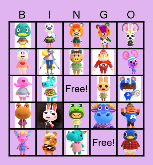 Animal crossing Bingo Card
