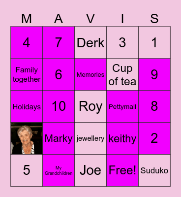 NANNY MAVIS'S BINGO Card