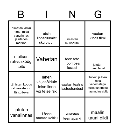 Kultuuribingo Card