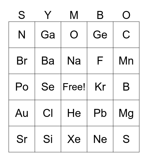 Symbo Card Bingo Card