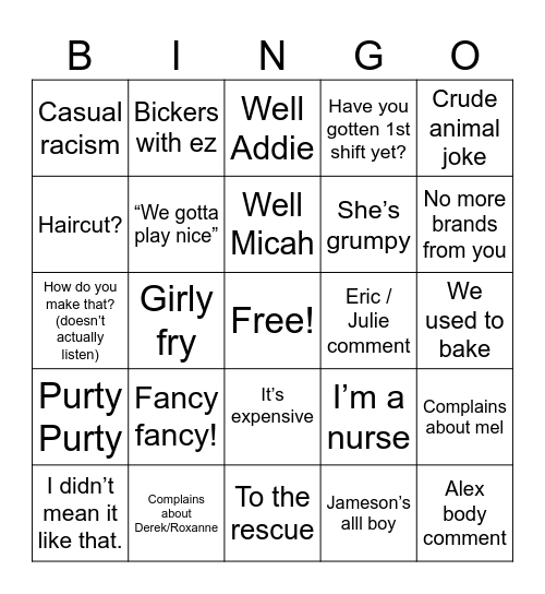 Bonnie Bingo 9/23 Bingo Card