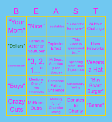 MrBeast BINGO Card