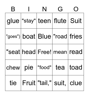 Vowel Team Bingo Card