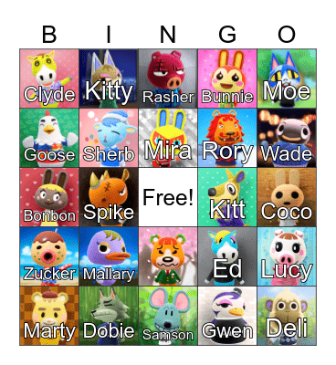 Animal Crossing Bingo Card
