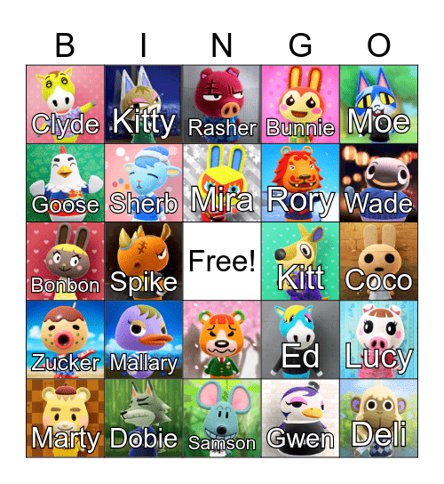 Animal Crossing Bingo Card
