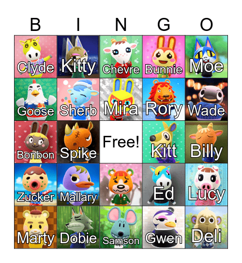 Animal Crossing Bingo Card