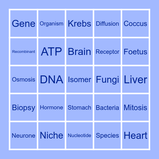 BIO BINGO Card