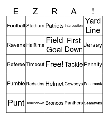 Football Bingo Card