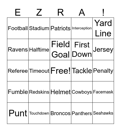 Football Bingo Card