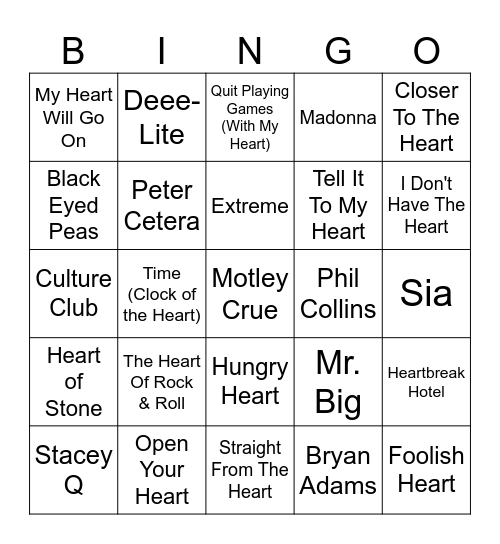 Heart Of The Matter Bingo Card