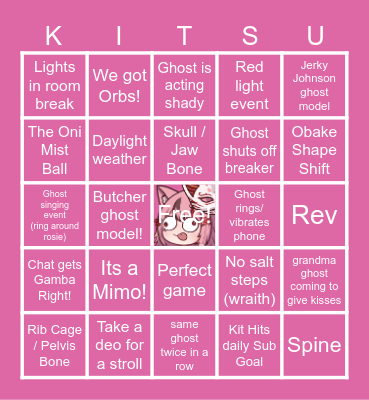 Ghost Bingo Card