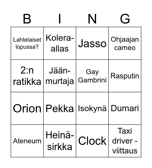 Gaalabingo: Calamari Union Bingo Card
