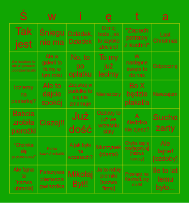 Wigilia i Święta Bingo Card