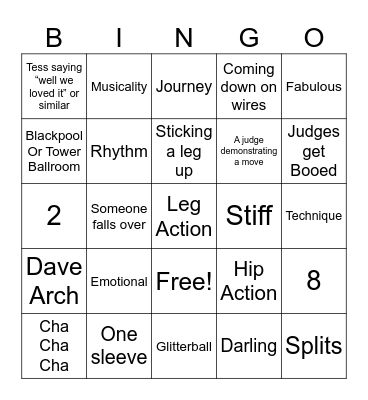 Strictly Bingo! Bingo Card