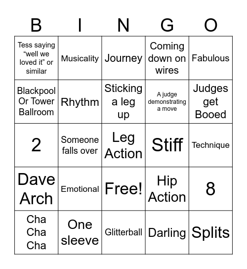 Strictly Bingo! Bingo Card