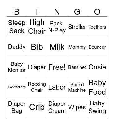 Baby Bingo Card