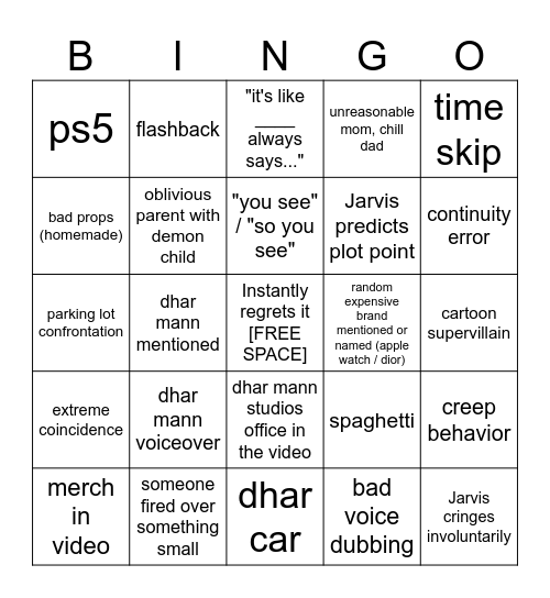 Dhar Mann Bingo v4 Bingo Card