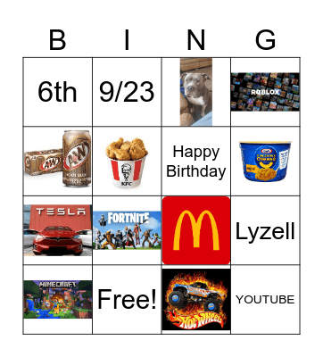 Lyzell's 6th Birthday Bingo Card