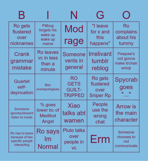 Ros server bingo Card