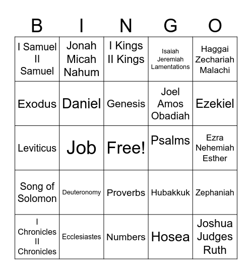 Old Testament Bingo Card