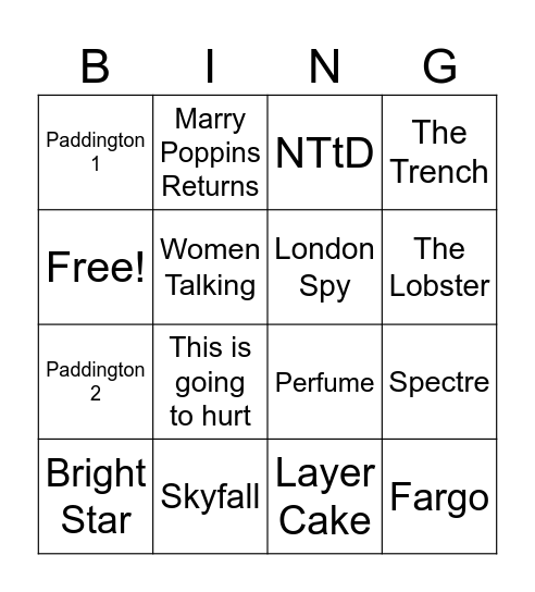 Ben Whishaw Media Bingo Card